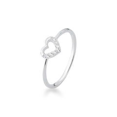 Wholesale 925 Sterling Silver Open Heart Ring with Accents