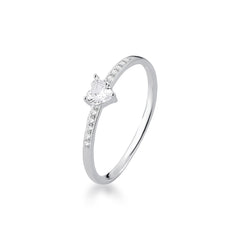 Wholesale 925 Sterling Silver Heart Shaped Diamond Ring