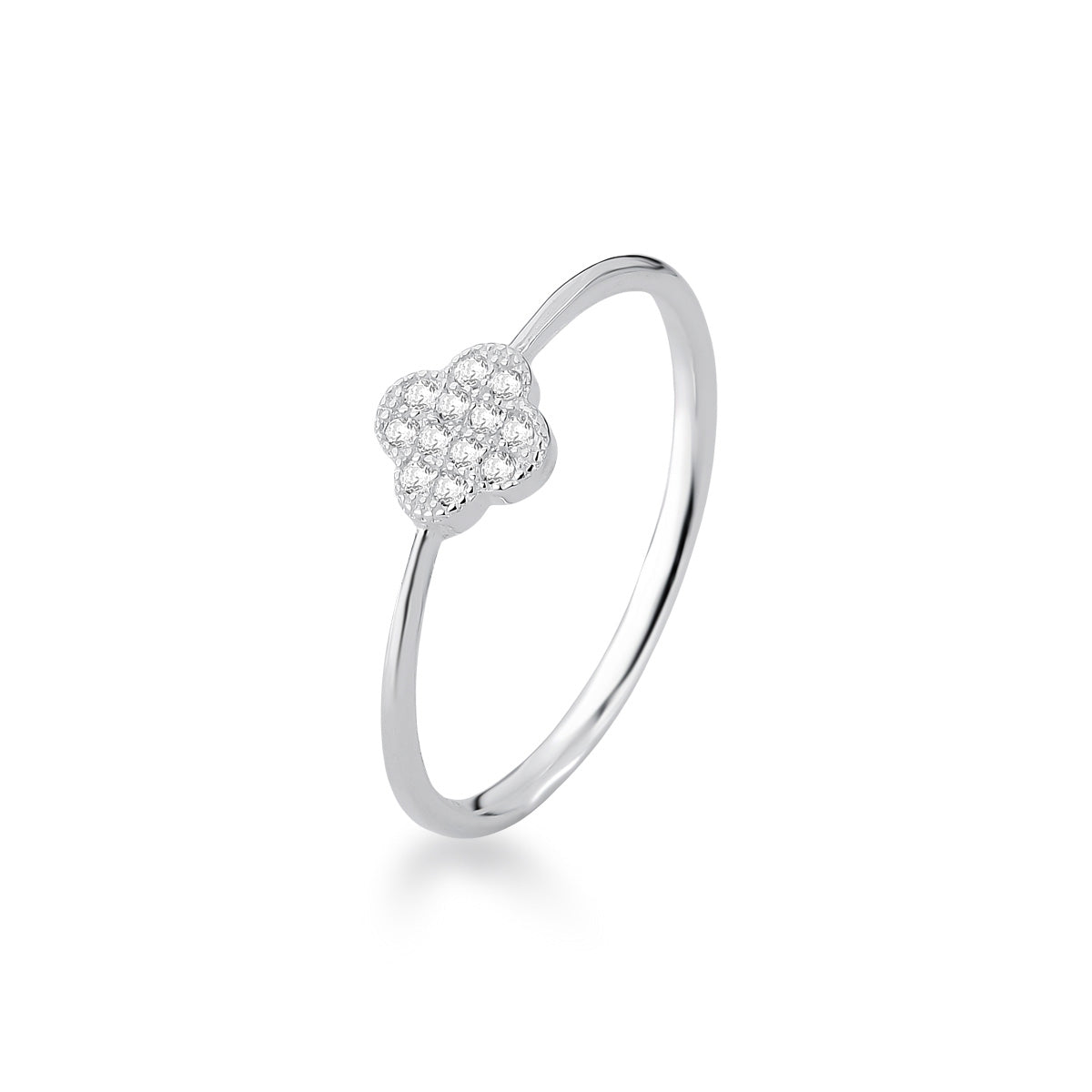 Wholesale 925 Sterling Silver Clover and Cubic Zirconia Ring