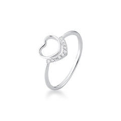 Wholesale 925 Sterling Silver Hollow Heart Cubic Zirconia Ring