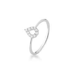 Sparkling Embrace: Wholesale 925 Sterling Silver Open Tear Drop zirconia Ring