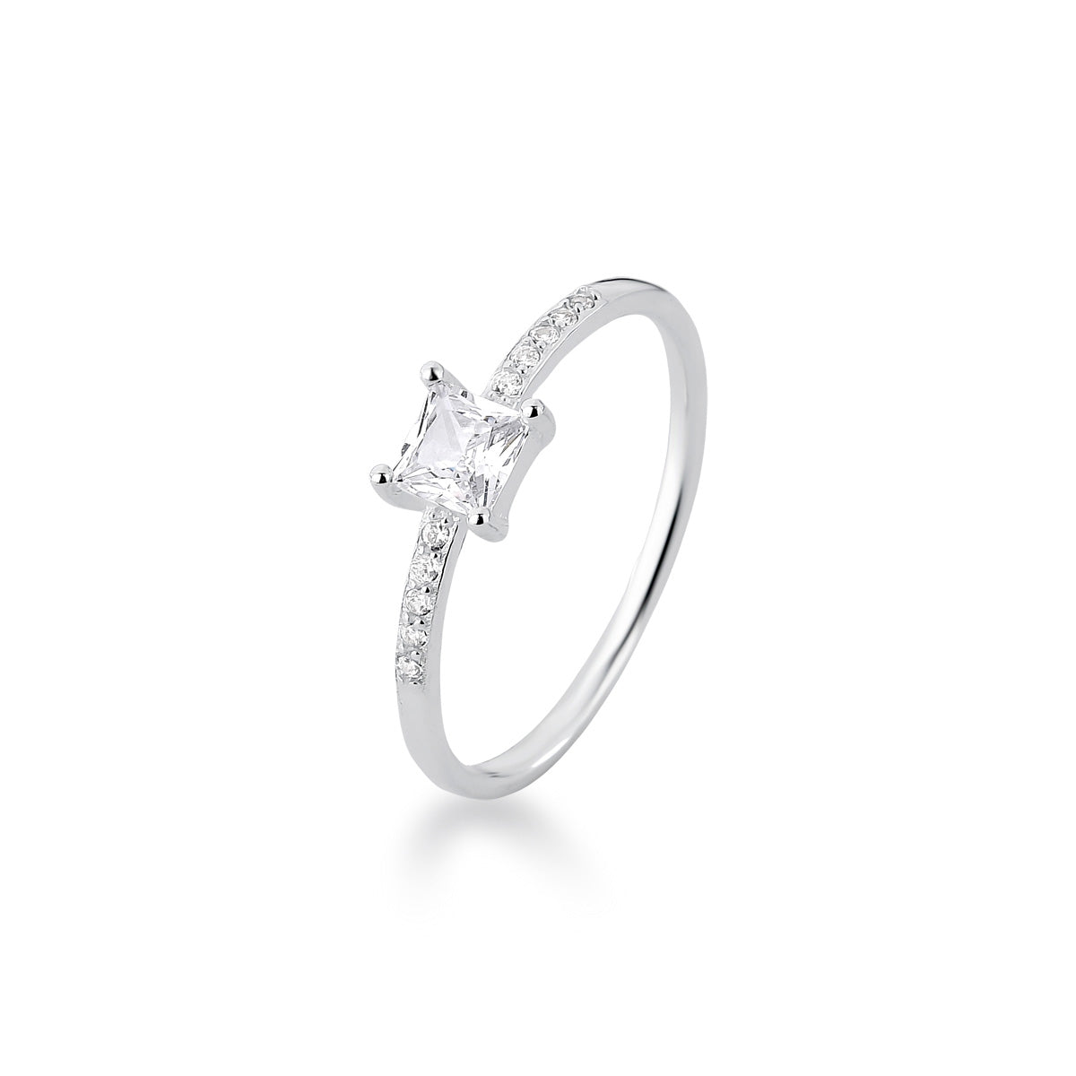 Wholesale 925 Sterling Silver Square Cut Cubic Zirconia Ring