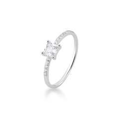 Wholesale 925 Sterling Silver Square Cut Cubic Zirconia Ring